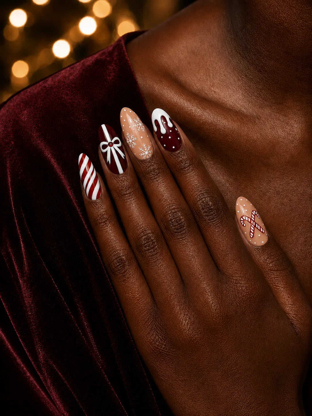 Ribbon Cane Icing Drip Press-On Nails - life2