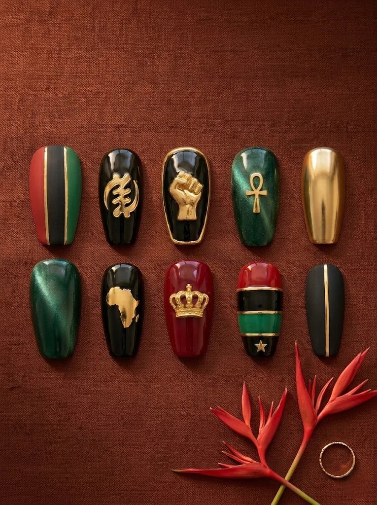Diaspora Throne Press-On Nails - flatlay