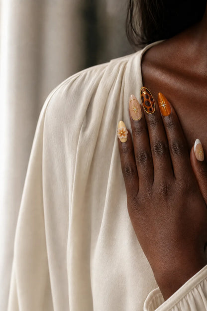 Amber Starburst - Tortoiseshell Gold Press-On Nails - life2