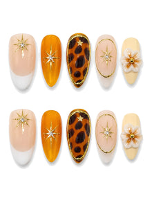 Amber Starburst - Tortoiseshell Gold Press-On Nails