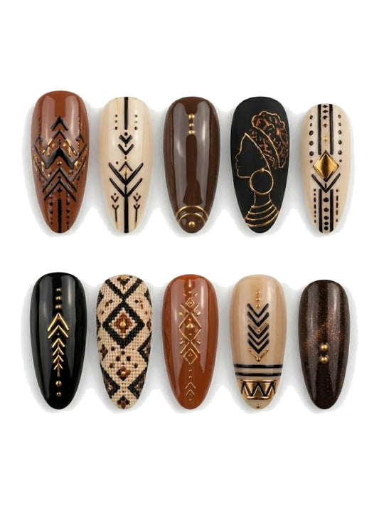 Ancestral Weave press-on nails set