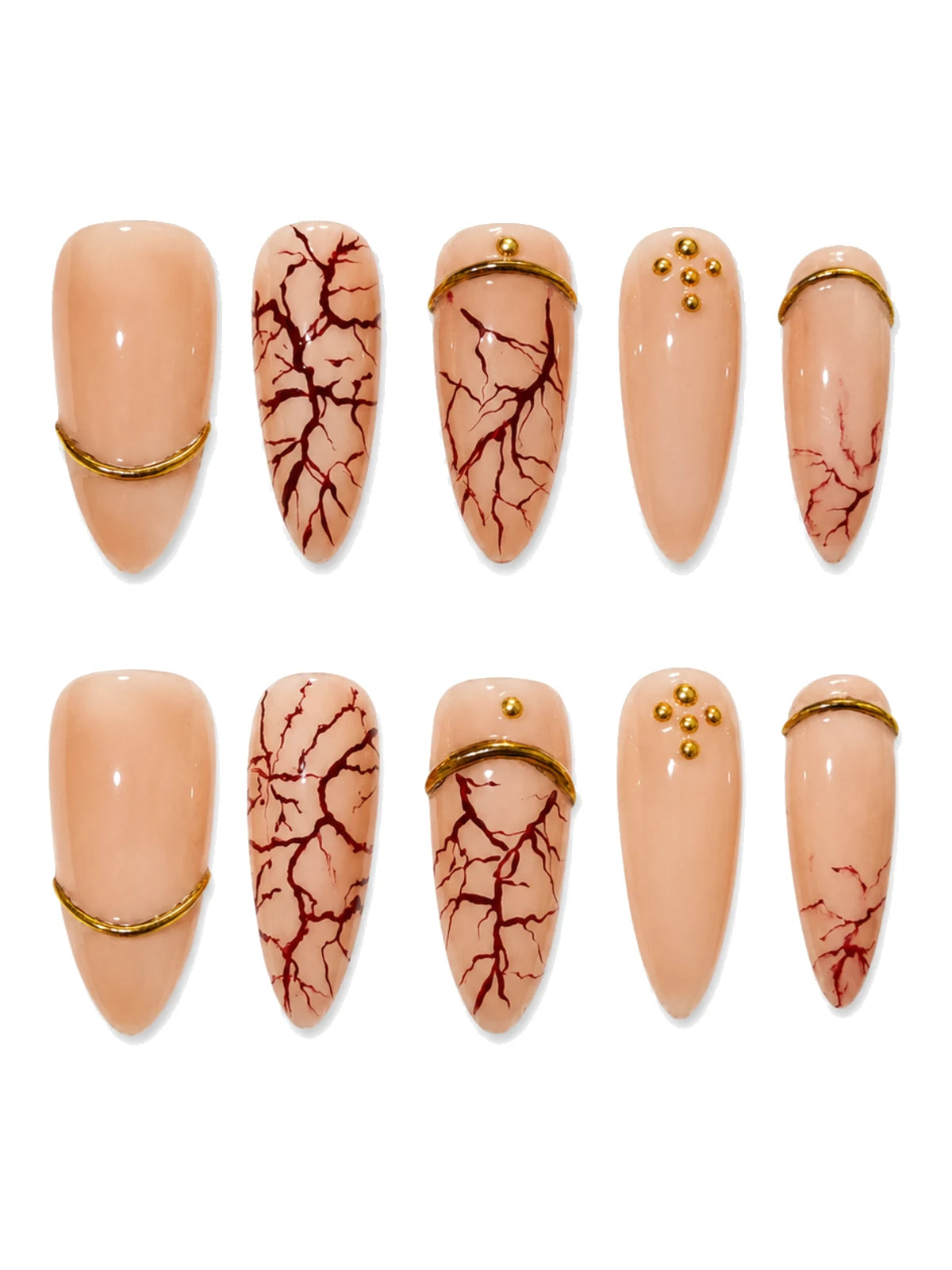 Blood Marble Cuff press-on nails set
