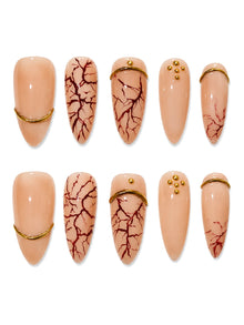 Blood Marble Cuff Gilded Nude Press-On Nails