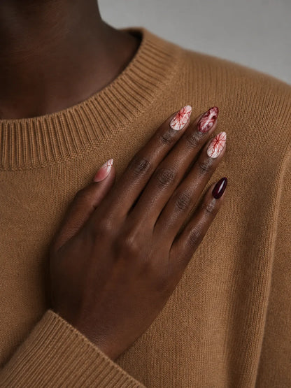 Blood Vein Vamp Marbled Red Press-On Nails - life2