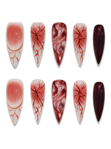 Blood Vein Vamp Marbled Red Press-On Nails