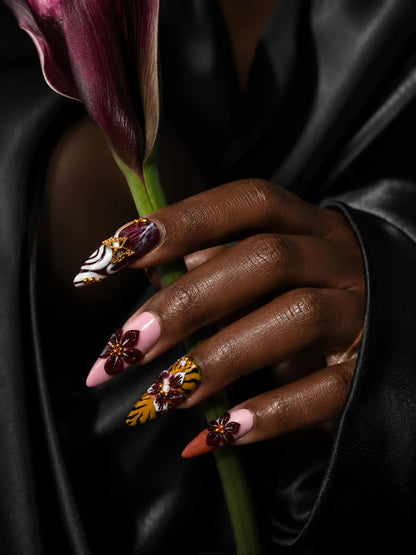 Bloom Ember 3D Floral Press-On Nails - life1