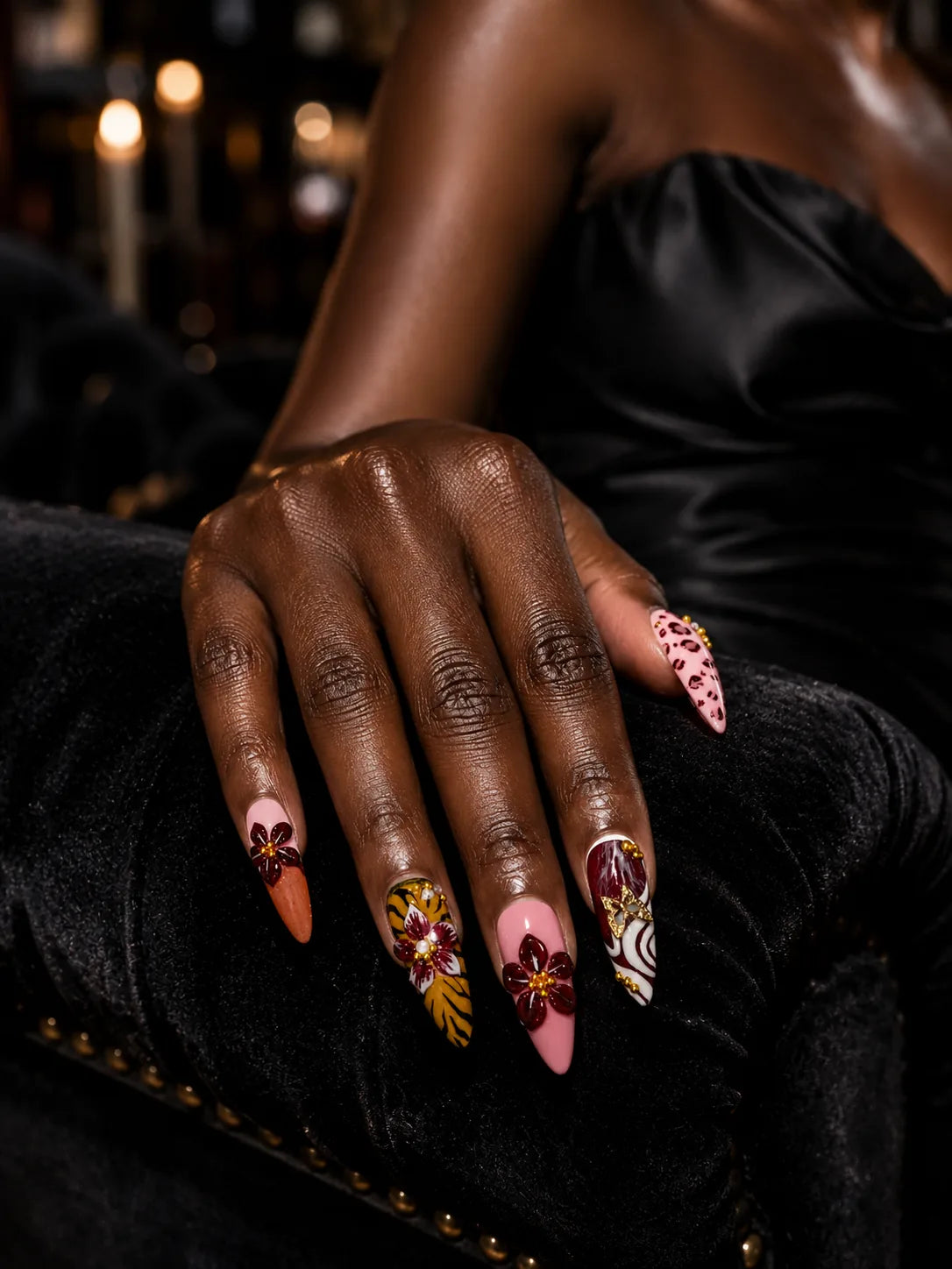 Bloom Ember 3D Floral Press-On Nails - life2