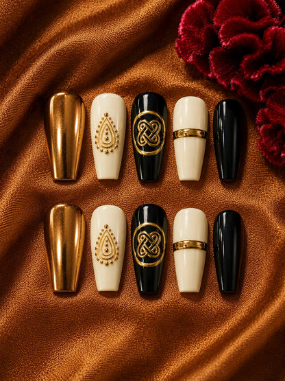Bronze Infinity Gold Knot Press-On Nails - flatlay