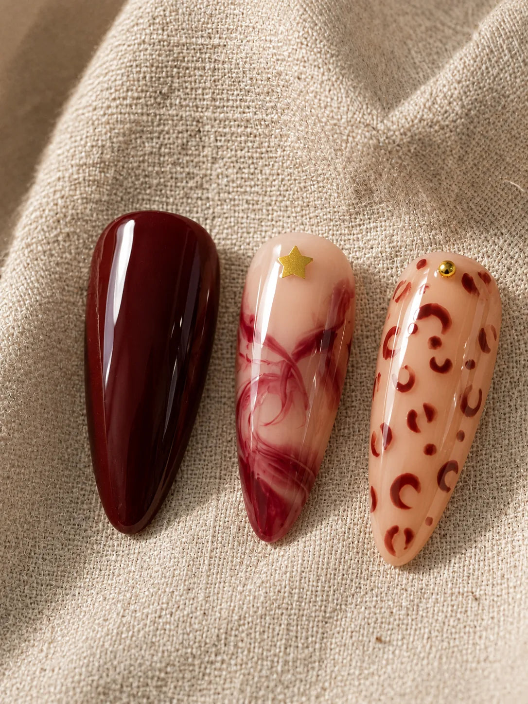 Butterfly Vamp Leopard Marble Press-On Nails - closeup
