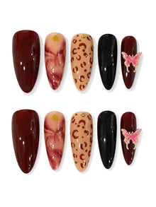 Butterfly Vamp Leopard Marble Press-On Nails