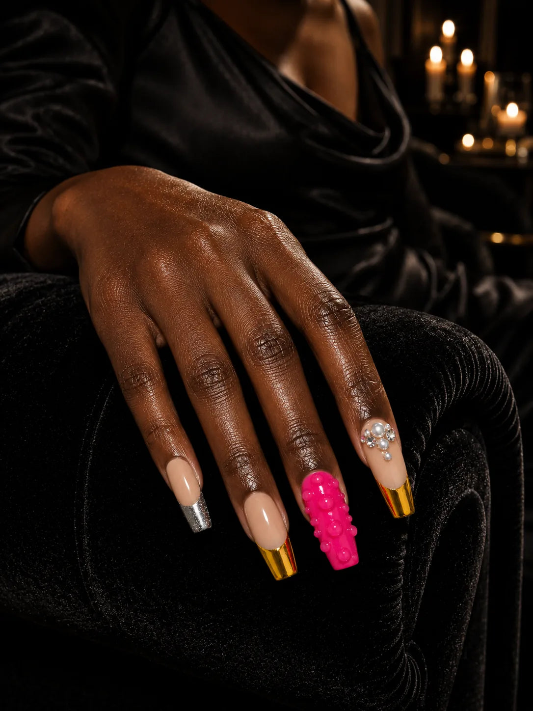 Candy Chrome - Zebra Print Metallic Foil Press-On Nails - life2