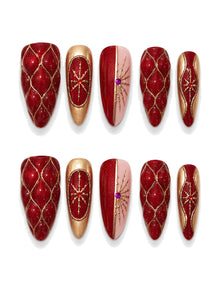 Champagne Noel Quilted Gem Press-On Nails
