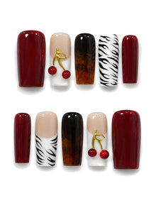 Cherry Tortoise - Zebra Print Press-On Nails