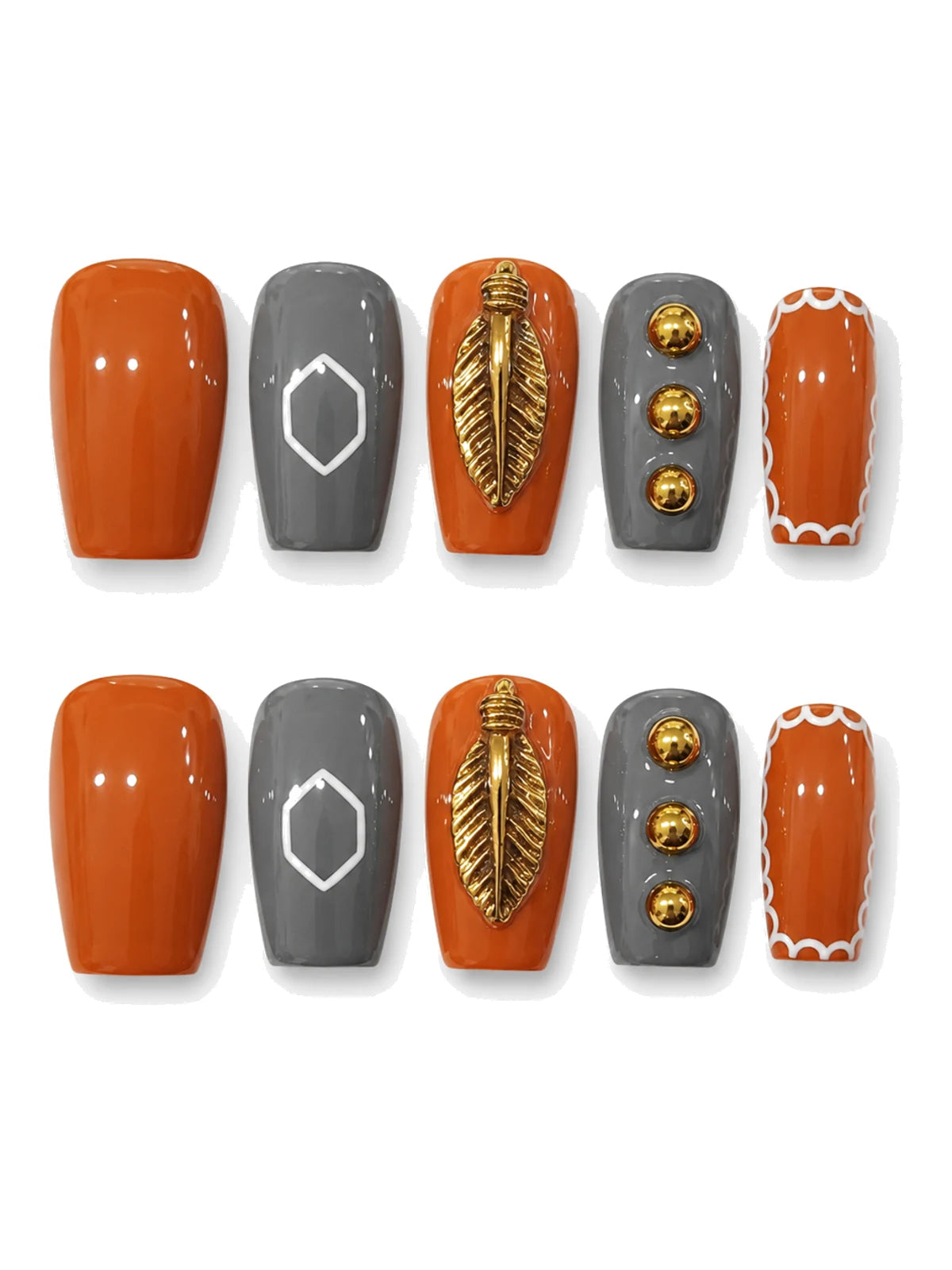 Feather Flame press-on nails set