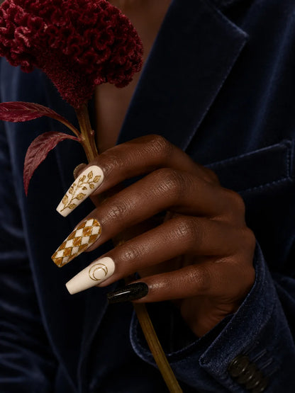 Gilded Crescent Botanical Vine Press-On Nails - life1