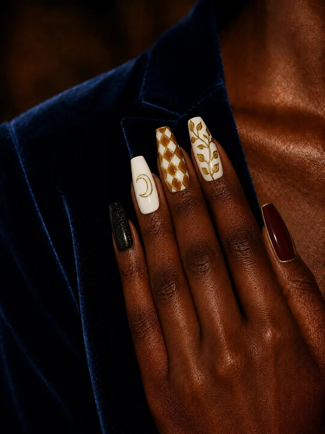 Gilded Crescent Botanical Vine Press-On Nails - life2