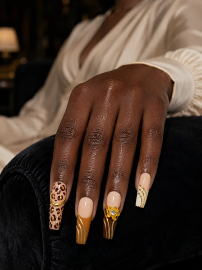 Gilded Leopard Stripe Press-On Nails - life2