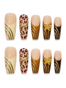 Gilded Leopard Stripe Press-On Nails