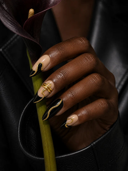 Gilded Line Nude Swirl Press-On Nails - life1