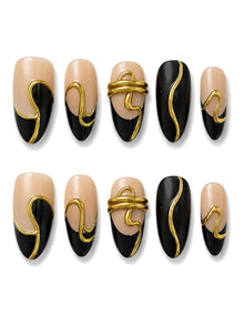 Gilded Line Nude Swirl Press-On Nails