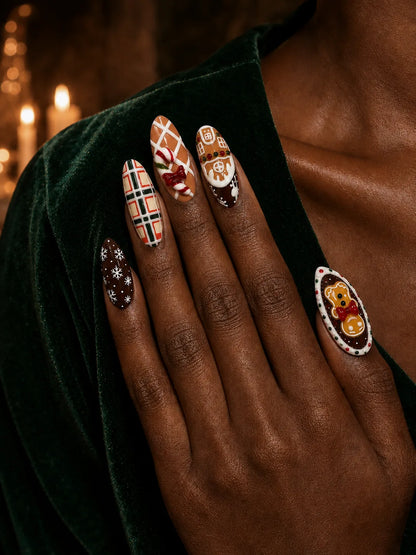 Gingerbread House Plaid Press-On Nails - life2