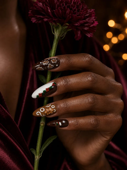 Gingerbread Kiss Holly Berry Press-On Nails - life1