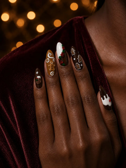 Gingerbread Kiss Holly Berry Press-On Nails - life2