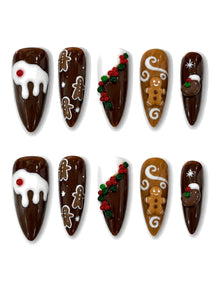 Gingerbread Kiss - Holly Berry Icing Charm Press-On Nails