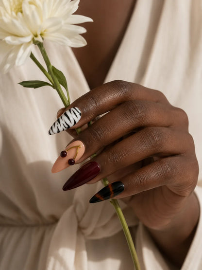 Half Moon Vamp Zebra Cherry Press-On Nails - life1