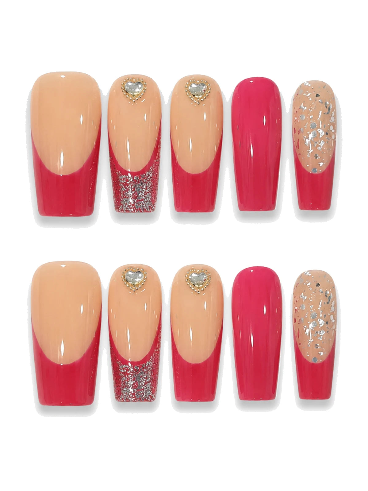 Heart French press-on nails set
