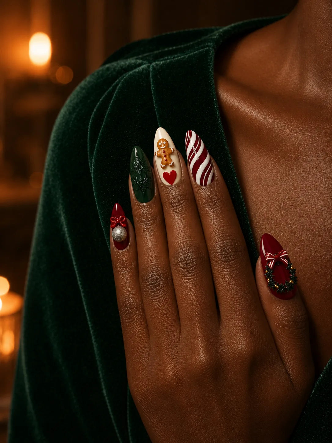 Holly Wreath Charm Press-On Nails - life2