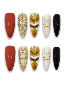 Ivory Dove Gold Linework Press-On Nails