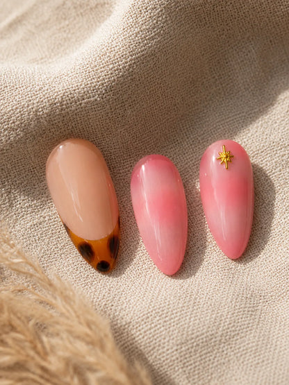Jelly Tortoise Snakeskin Pink Press-On Nails - closeup