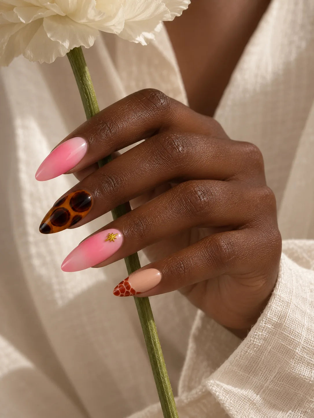 Jelly Tortoise Snakeskin Pink Press-On Nails - life1