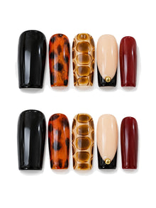 Jet Amber Tortoiseshell Press-On Nails