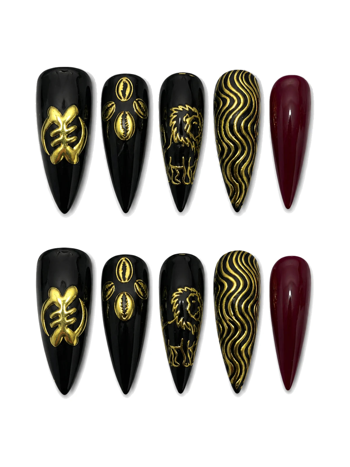 Lion Cowrie press-on nails set