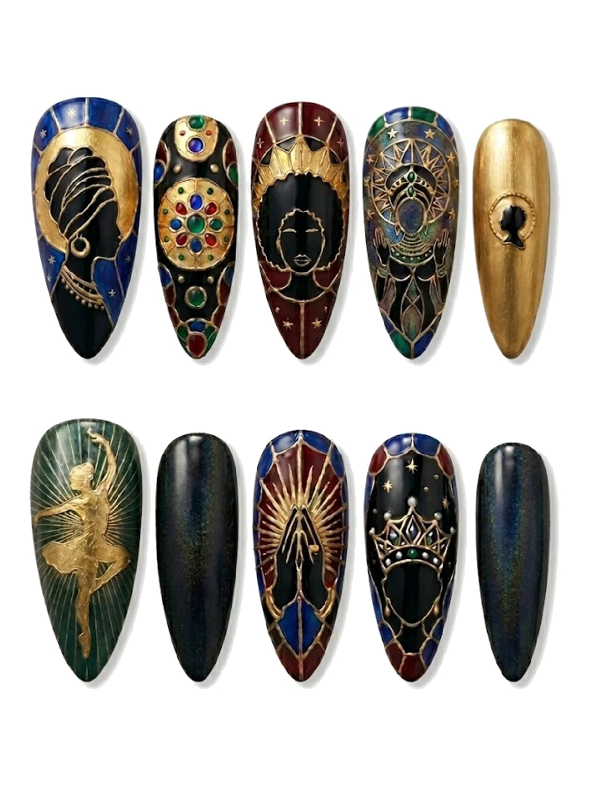 Melanin Iconography press-on nails set