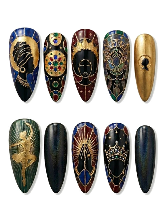 Melanin Iconography press-on nails set