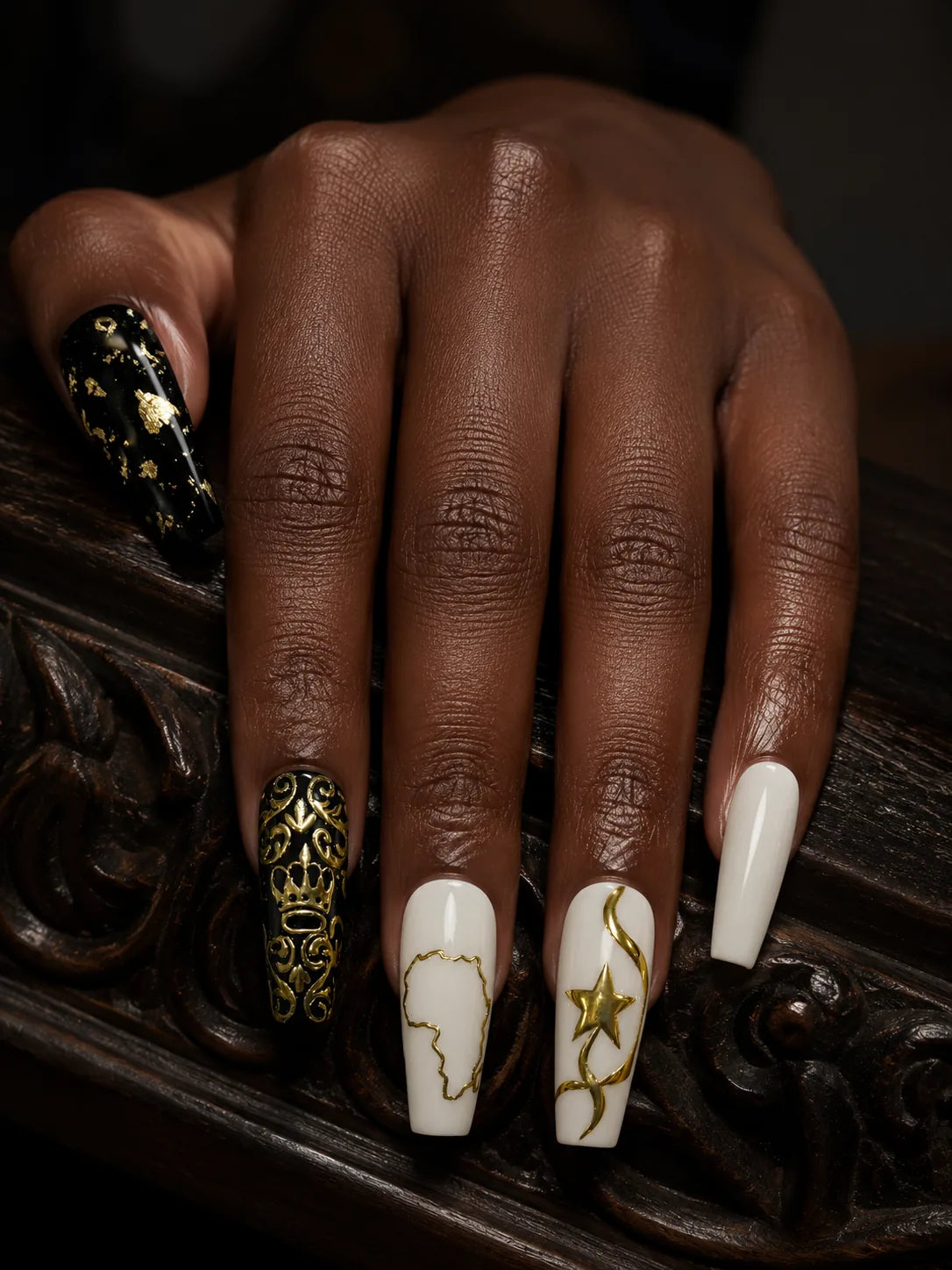 Motherland Gold Baroque Crown Press-On Nails - hand1