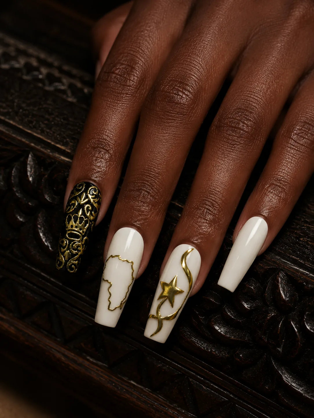 Motherland Gold Baroque Crown Press-On Nails - hand2