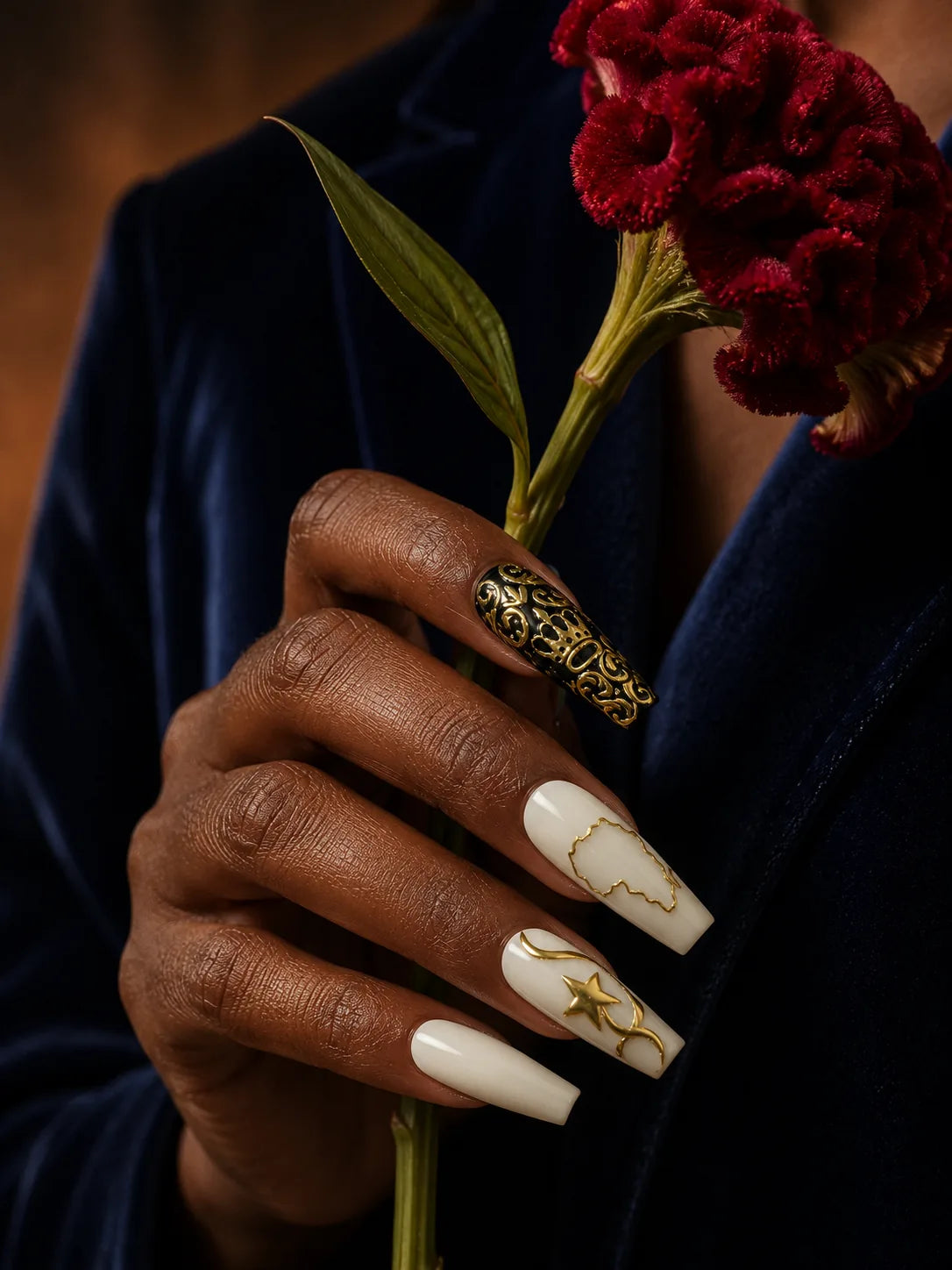 Motherland Gold Baroque Crown Press-On Nails - life1