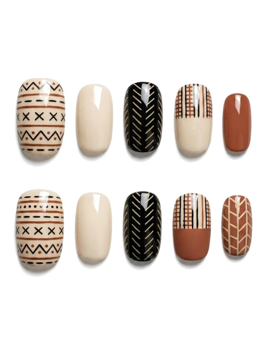 Mudcloth Memory press-on nails set