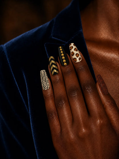 Mudcloth Muse Leopard Chevron Press-On Nails - life2