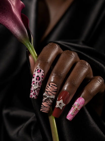 Pink Panther Charm Leopard Press-On Nails - life1