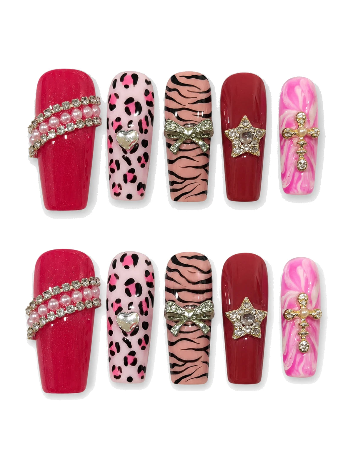 Pink Panther Charm press-on nails set