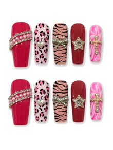 Pink Panther Charm Leopard Press-On Nails