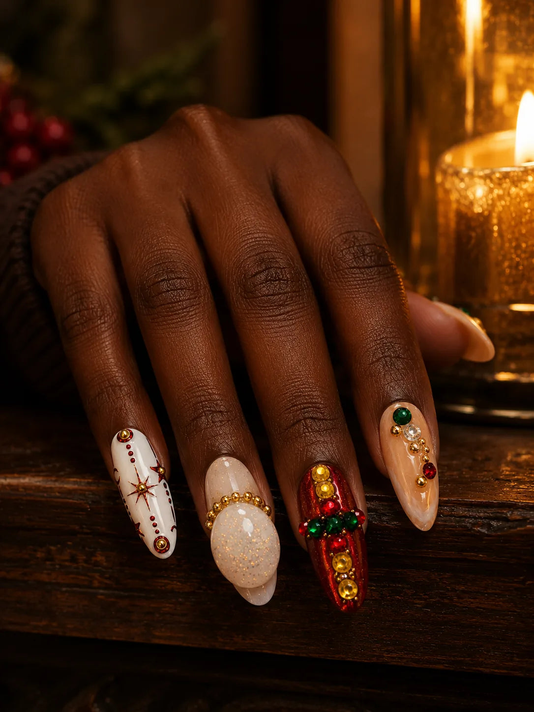 Reindeer Royale Snow Globe Press-On Nails - hand2