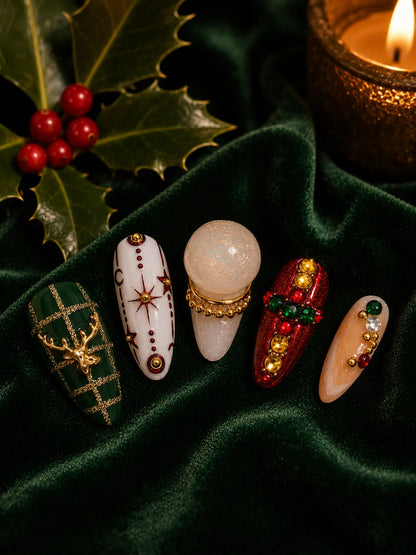 Reindeer Royale Snow Globe Press-On Nails - closeup2