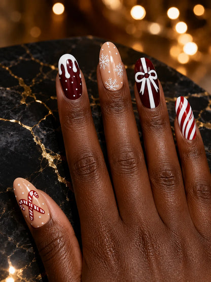 Ribbon Cane Icing Drip Press-On Nails - hand1