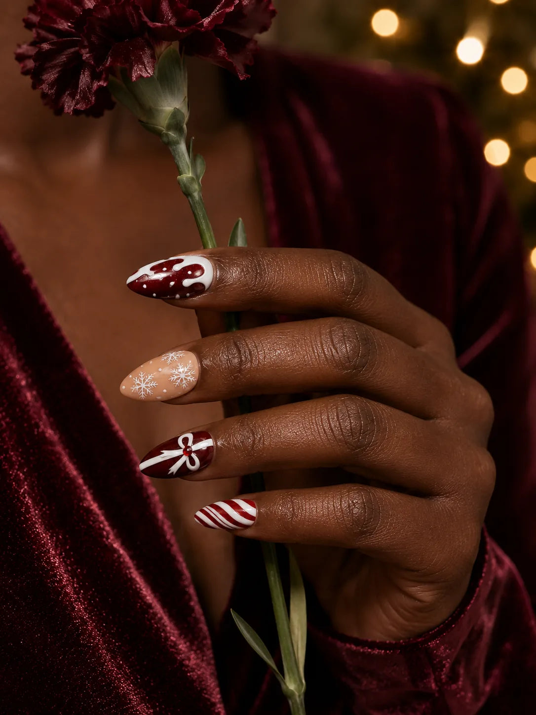 Ribbon Cane Icing Drip Press-On Nails - life1